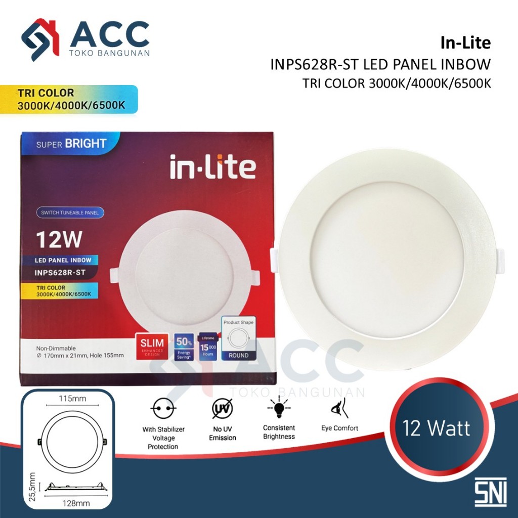 Jual INLITE INPS628R ST TRI COLOUR 12W 12 WATT SWITCH TUNEABLE ...