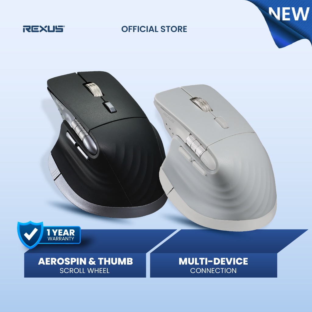Rexus Flow QZ30 Mouse Office Wireless Ergonomic Silent Click - AeroSpin Wheel & Horizontal Scroll Mode
