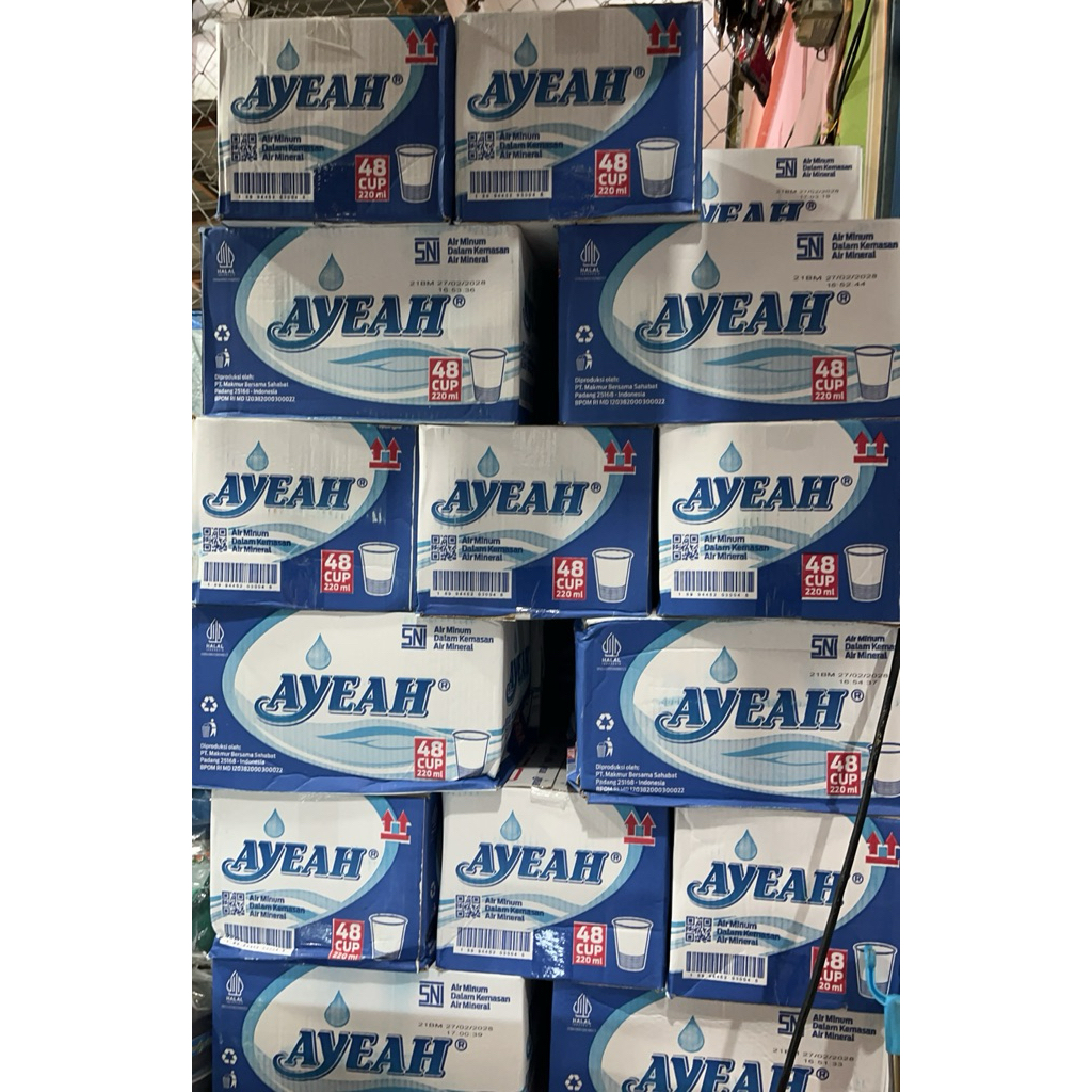 Jual AIR MINERAL GELAS AYEAH 48x220ml karton | Shopee Indonesia