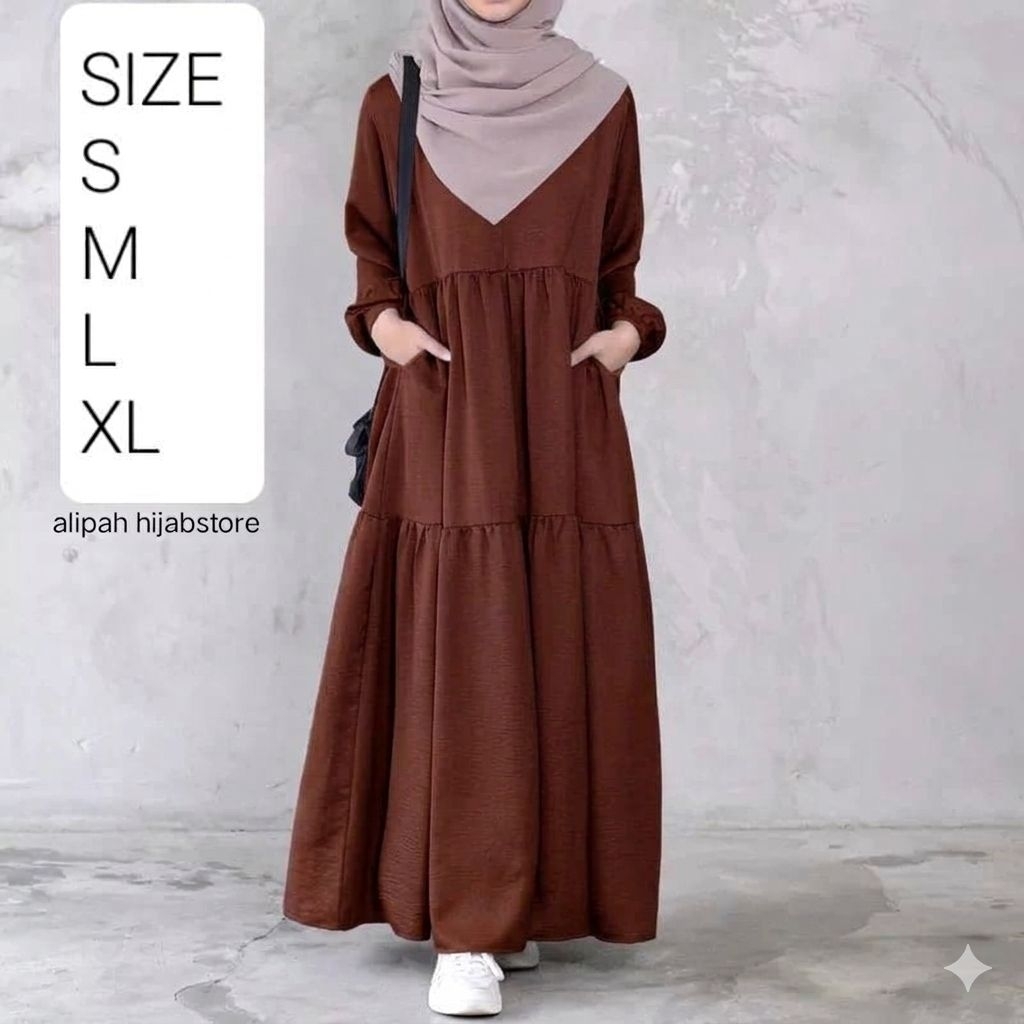 gamis serut crincle remaja terbaru kekinian/gamis dress serut polos kondangan S M L XL virall