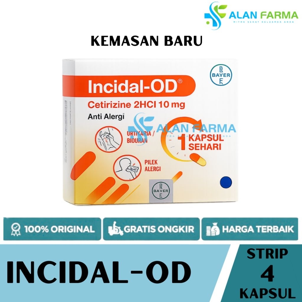 Jual Incidal OD Strip 4 Kapsul | Kapsul Alergi | Cetirizine Kapsul ...