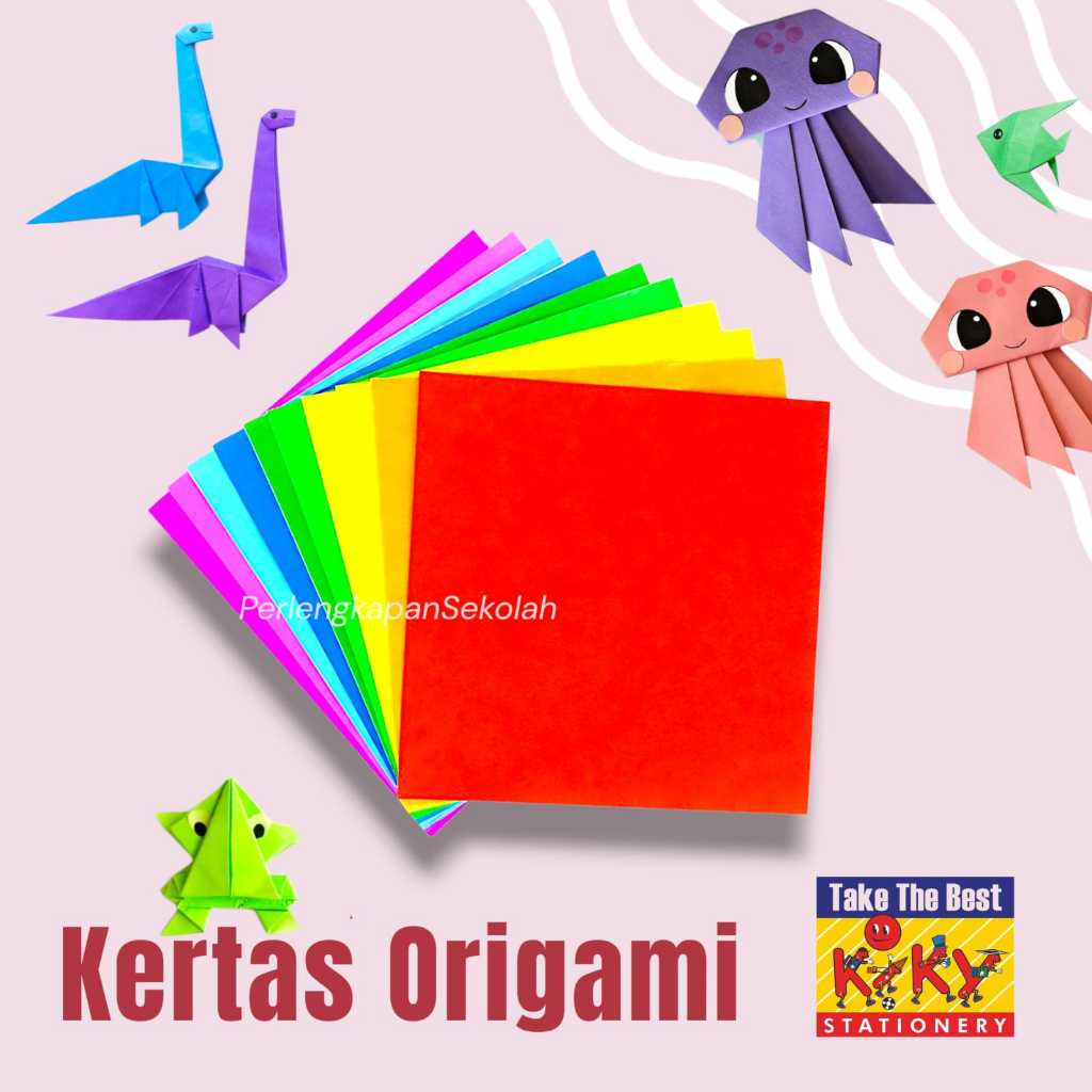 Jual Kertas Origami Kiky - Lipat Dua Sisi Berwarna 1Pack isi 20Pcs ...