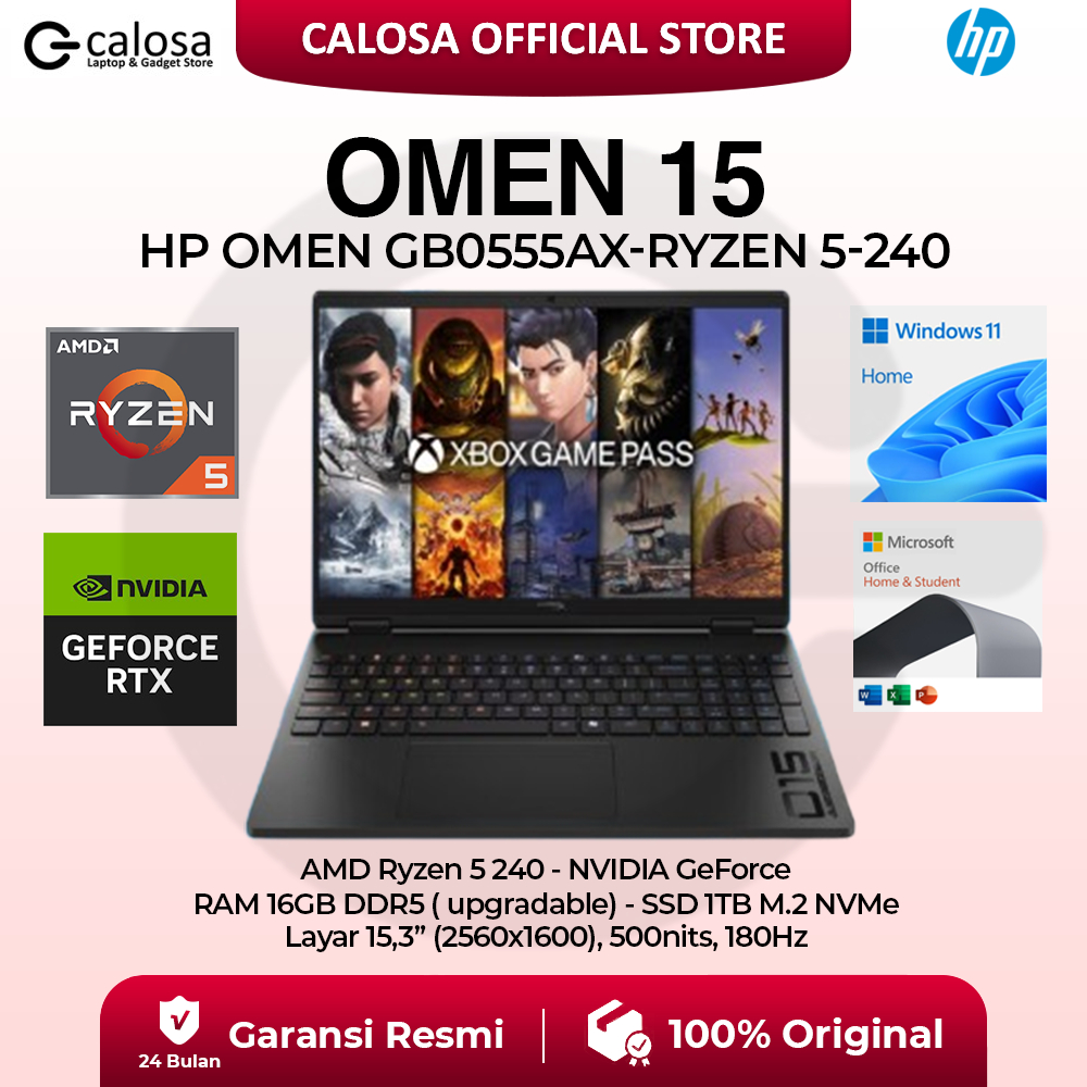 Jual LAPTOP HP HYPERX HYPER X OMEN 15 AMD RYZEN 5 240 16GB 1TB GeForce ...