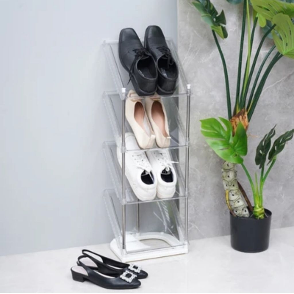 Jual Stora Rak Sepatu 4 Tingkat Tilt Transparan | Shopee Indonesia
