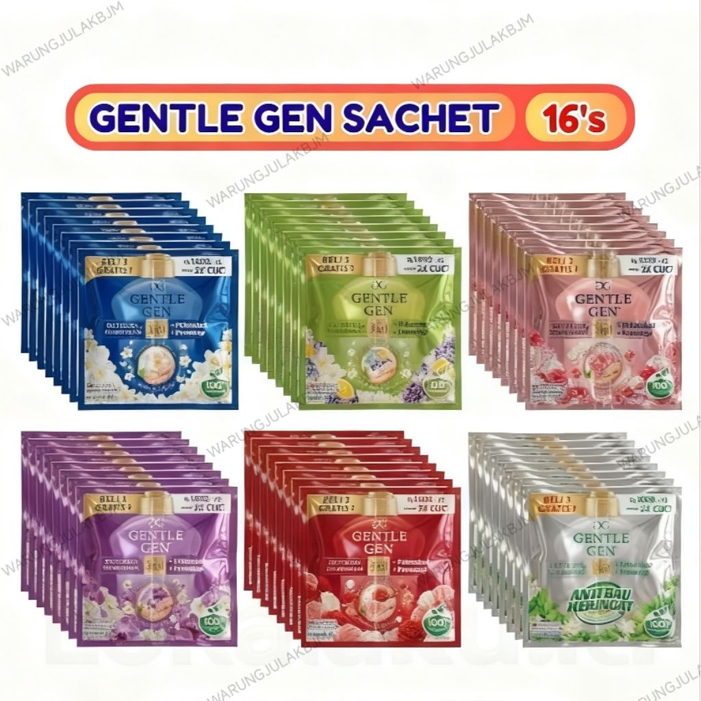 Jual gentle gen 1 pak isi (B3G1) 16 sachet hadiah RANDOM detergen cair ...