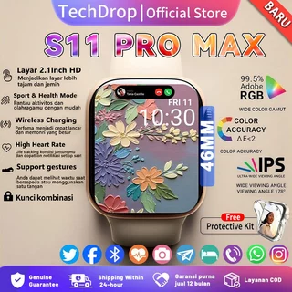 TechDrop-Samrtwatch S12&11 Pro Max Original with 2.1HD AMOLED Display GPS NFC Waterproof Bluetooth Call Smartwatch wanita pria wireless charging Dan Ganti Wallpapper Jam Tangan Smartwatch Jam Tangan Wani