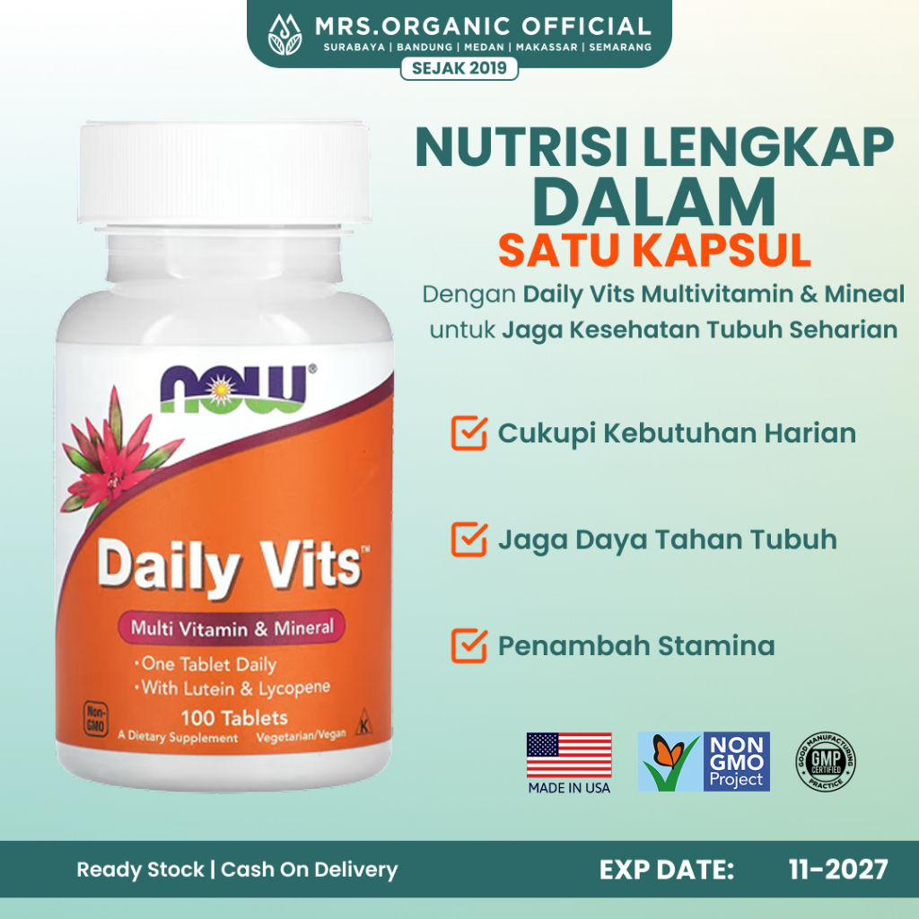 Jual Vitamin Suplemen Daily Vits Now Multi Vitamin dan Mineral 100 ...