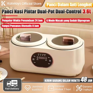 COD 3.6L Panci Listrik Double Pot Serbaguna 6IN1 Panci Elektrik Multifungsi Ganda Cerdas Panci Anti Lengket