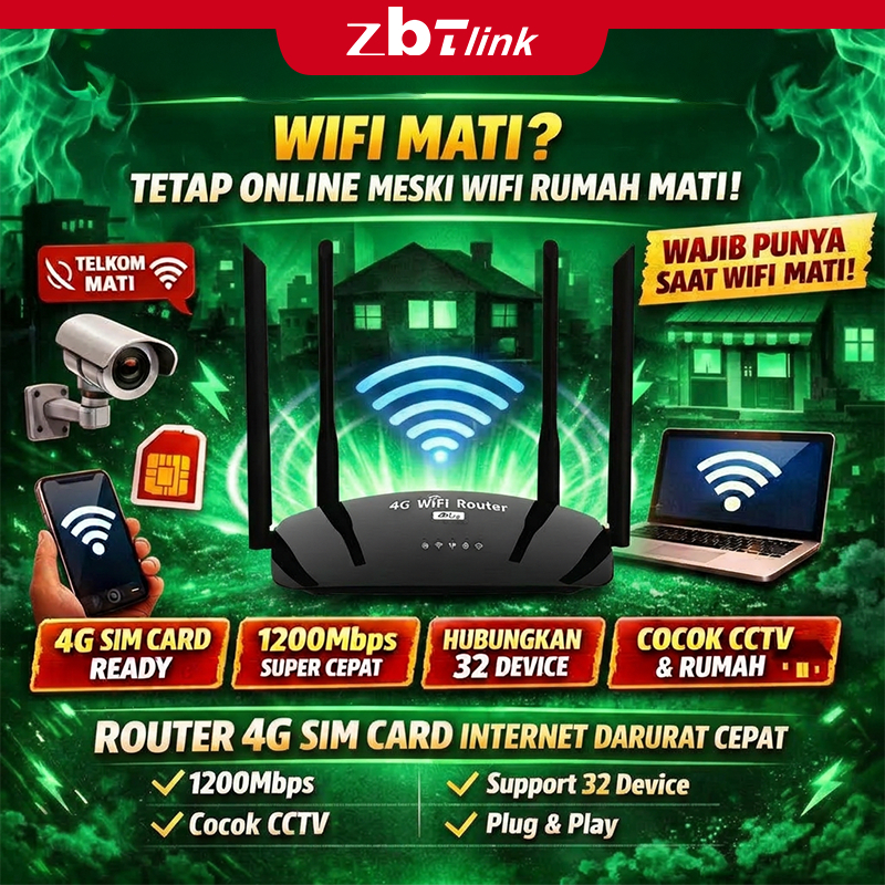 ZBTLink 4G WiFi Router Nirkabel Ethernet dilengkapi dengan modem LTE cocok untuk lingkungan kantor dan rumah Mendukung semua operator seluler