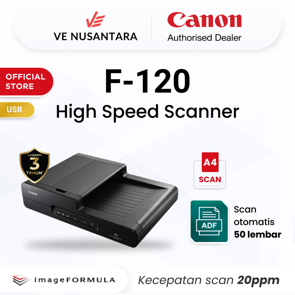 Jual Scanner Kecepatan Tinggi Canon F 120 - ADF Scan Otomatis 50 Lembar ...