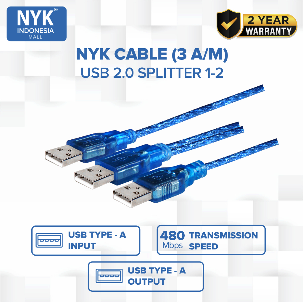 NYK Kabel USB 2.0 Splitter 2 in 1 3AM COD