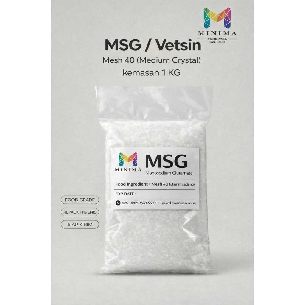 Jual MSG 1 KG mesh 40 (ukuran sedang) / Monosodium Glutamate/ Vetsin 1 ...