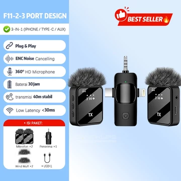 Cantiklife Q8 Mikrofon Wireless Clip On Magnetic Dual Lavalier Mic HP IOS Type C Plug Play