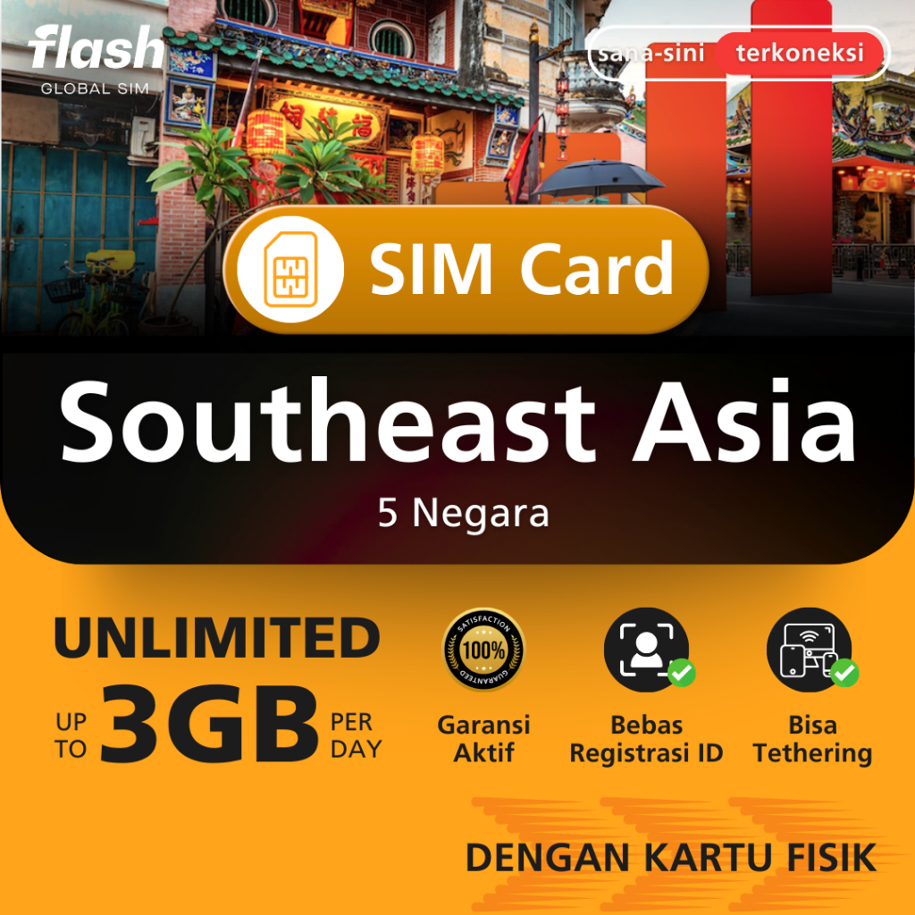 Jual Flash SIM Card Southeast Asia 5 Countries Unlimited Data (Kartu ...
