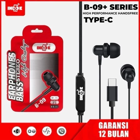 Headset INDOK B-09+ Type C dengan konektor USB-C dan desain ringan