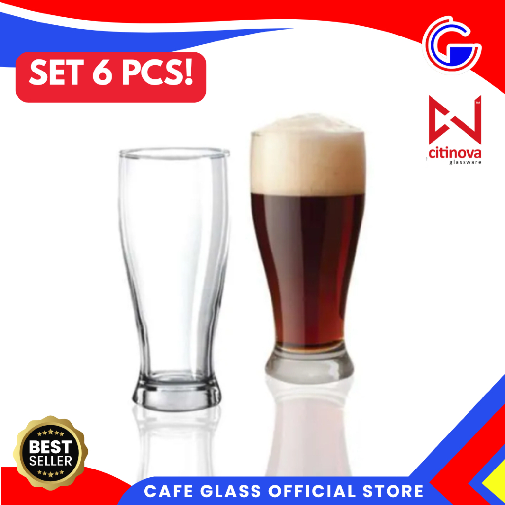 Gelas Kopi Beling 6 Pcs Citinova Berlin - Cangkir Kopi Bir Soda Jus Highball - Gelas Kaca Aesthetic