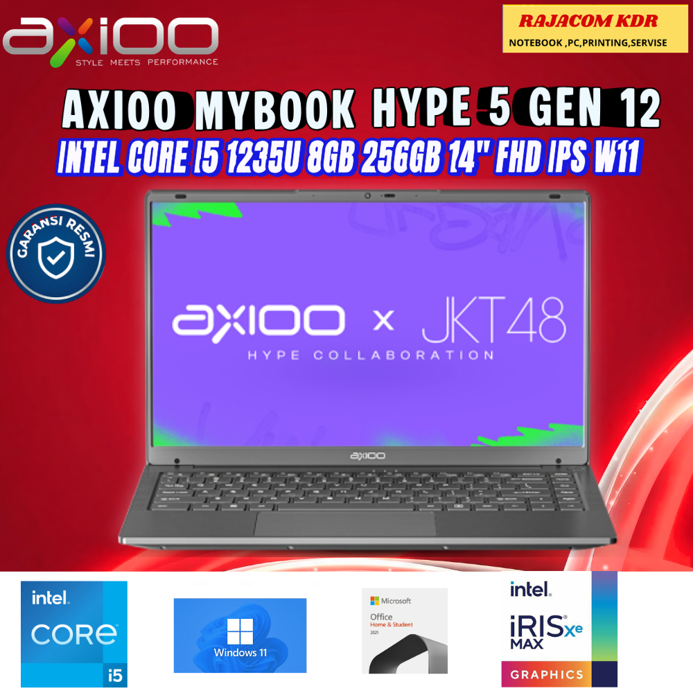 Jual AXIOO MYBOOK HYPE 5 GEN 12 INTEL CORE I5 1235U 8GB 256GB 14