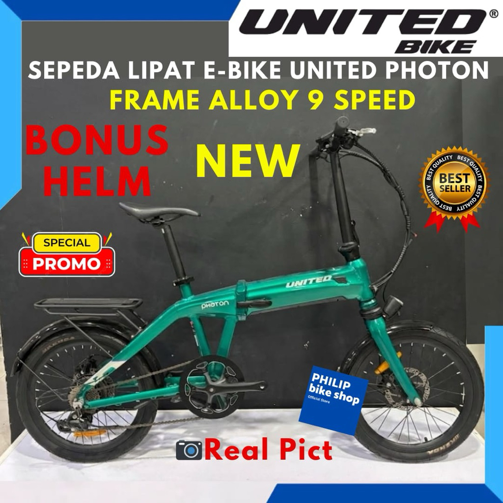 Jual Sepeda Lipat Listrik E-Bike United Photon Terbaru | Shopee Indonesia