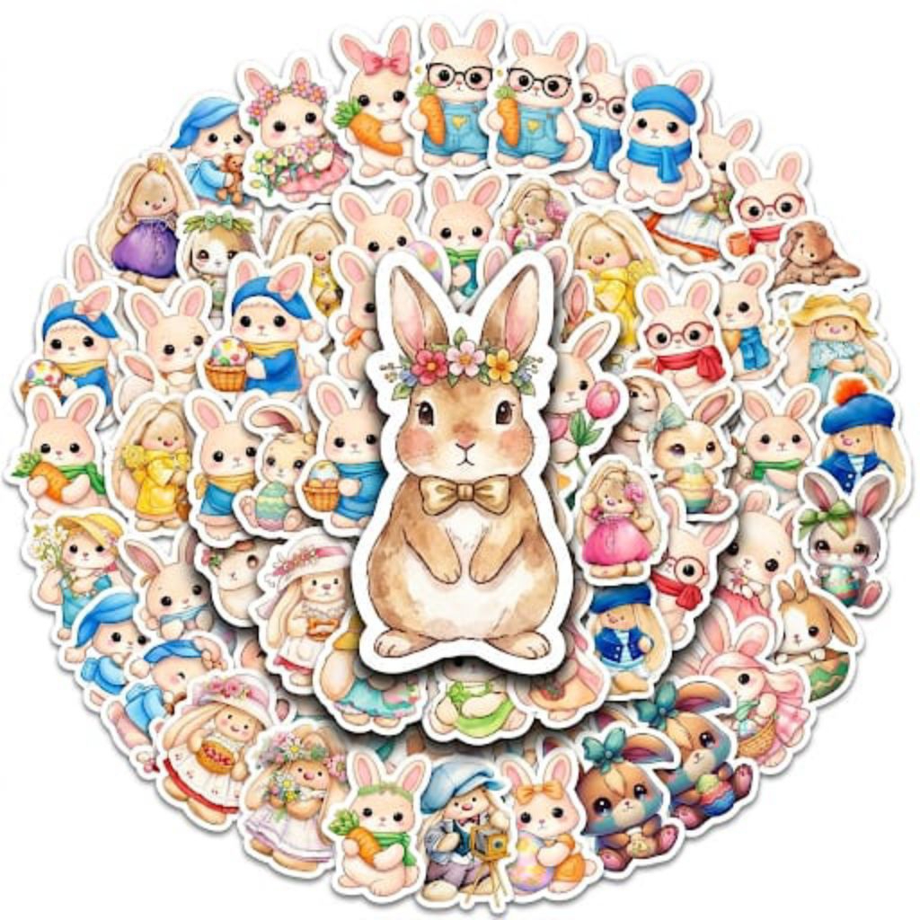 Jual 61 pcs sticker Rabbit Kelinci Anti Air DIY Scrapbook Graffiti ...