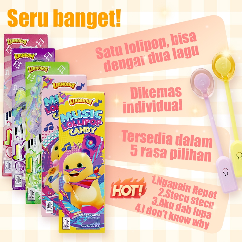 Jual Lianggui Permen Lolipop Musik Halal - Rasa Apel Stroberi Anggur ...