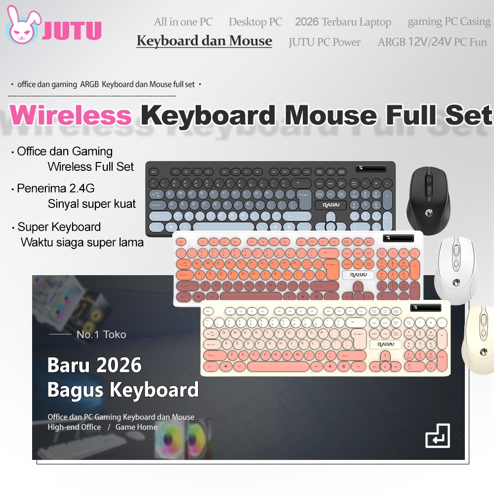 JUTU 12H SHIP Keyboard Wireless Set Bluetooth USB Silent Touch For Macbook Laptop Desktop PC Keyboard Silent Keyboard Kantor Ultra Tipis