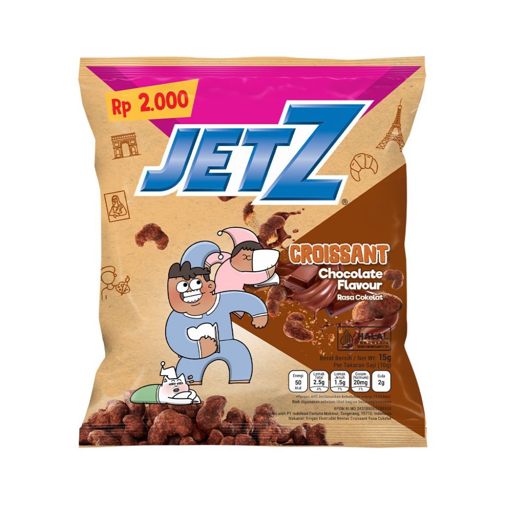 Jual Jetz Croissant Chocolate Flavor 15g 1 Renceng Isi 10 Pcs | Shopee ...