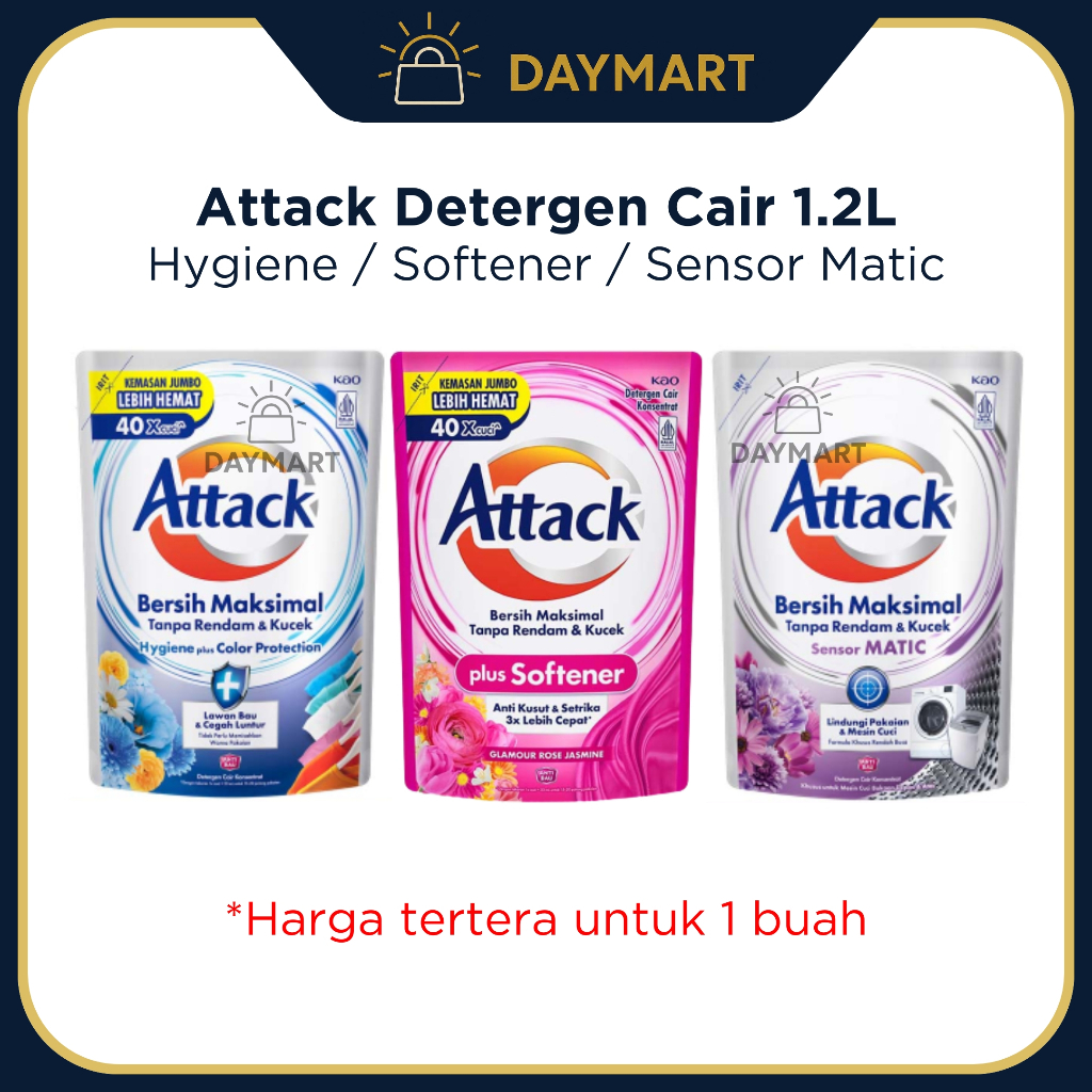 Jual Attack Detergen Cair Konsentrat 1.2L | Deterjen Cair Hygiene ...