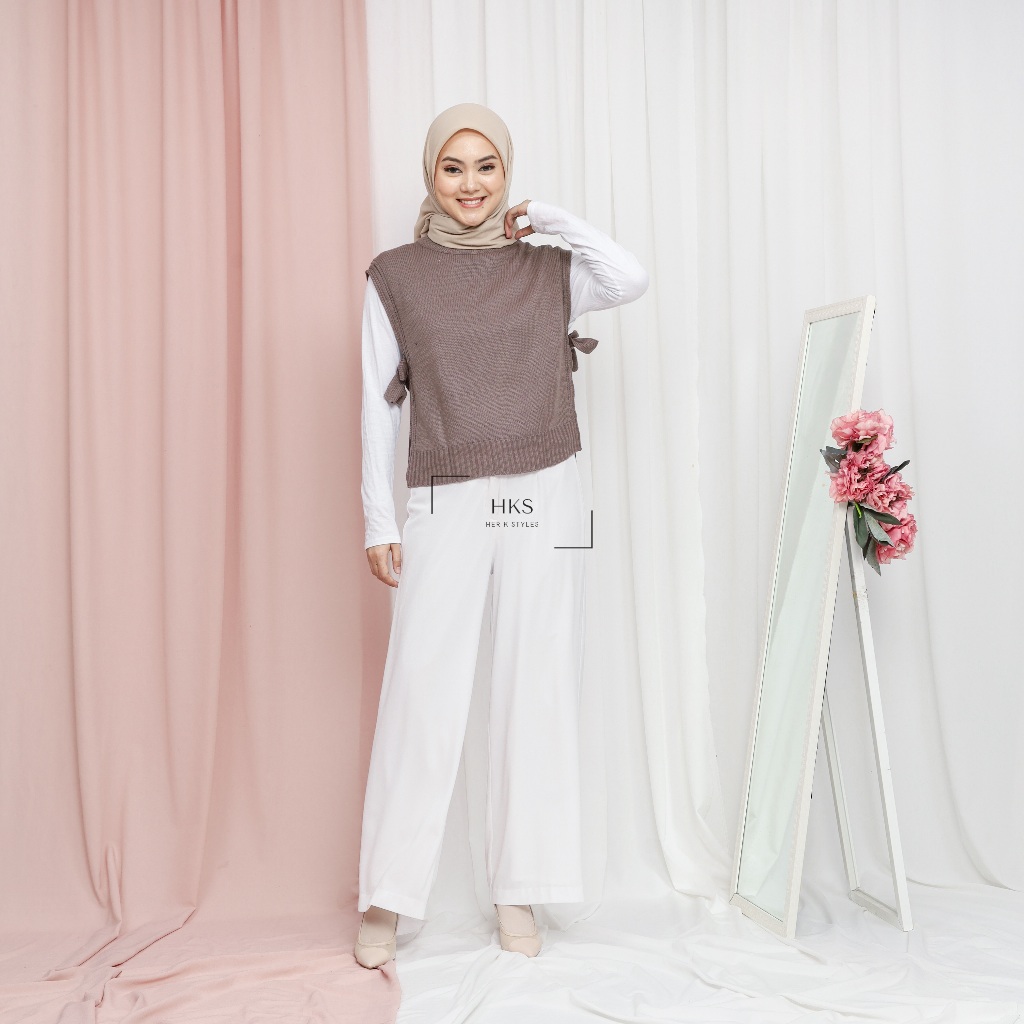 Jual Vest Wanita Korean Style Rompi Rajut Vintage Premium Tali Pinggang ...
