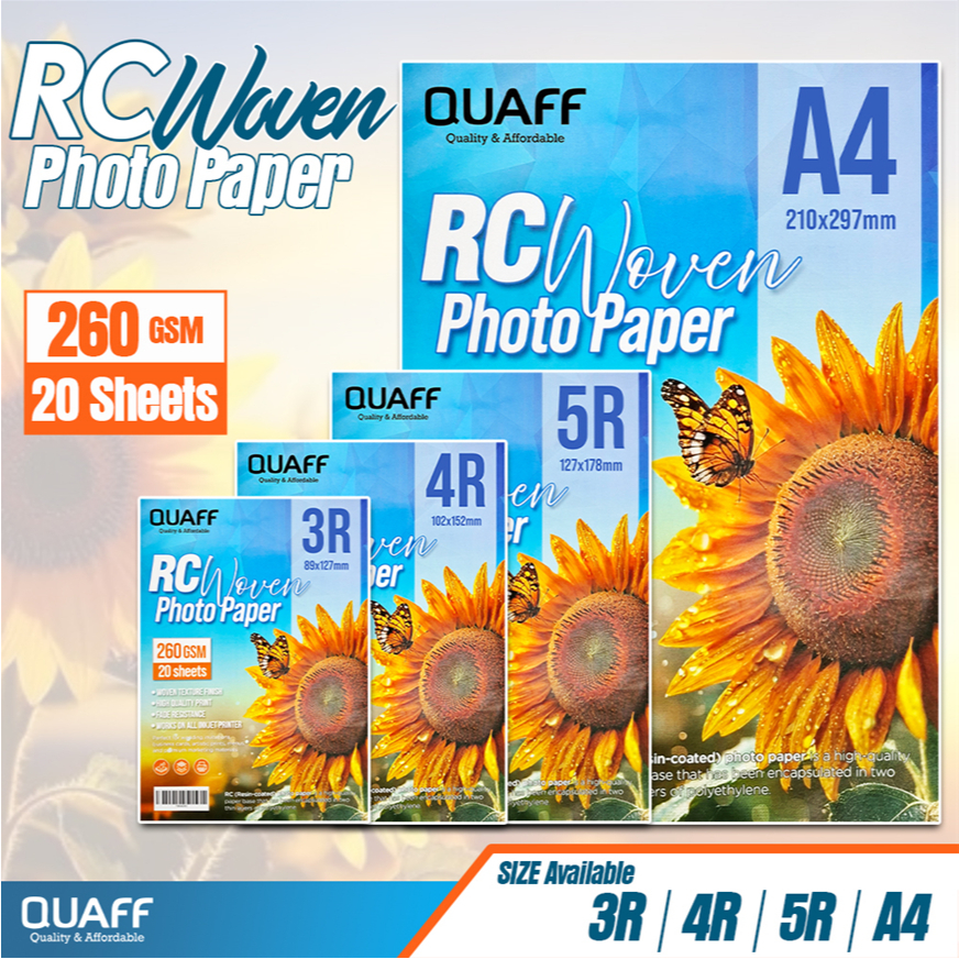 Jual Quaff RC Woven Photo Paper [A4/5R/4R/3R] 260gsm 20 Lembar - Kertas ...