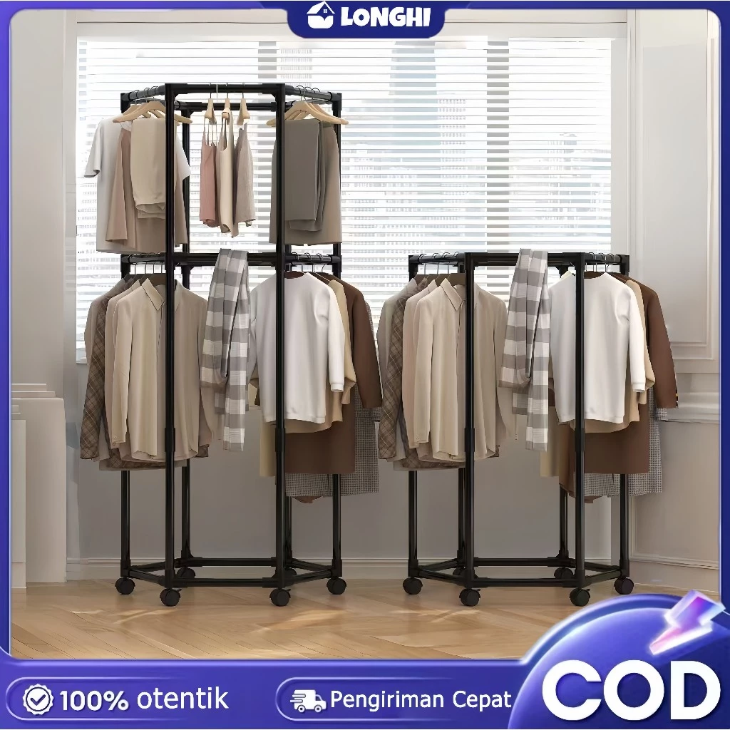 Bisa Diputar 360° Rak Gantungan Baju Serbaguna Portable Stand Hanger Cocok untuk Kos & Rumah Kecil | 017