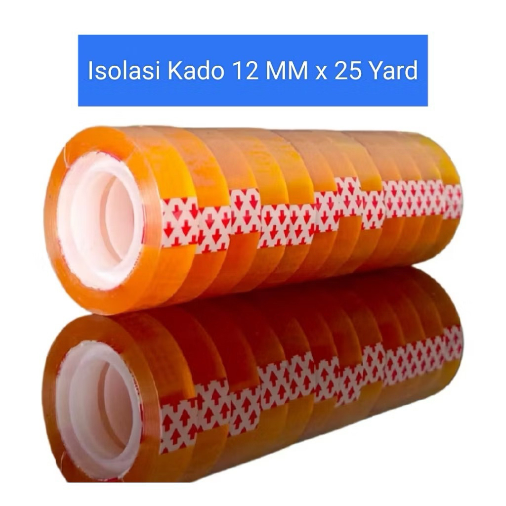 Jual Isolasi Kado Kecil 12mm x 25 Y Selotip Bening isi 12 pcs Gulungan ...