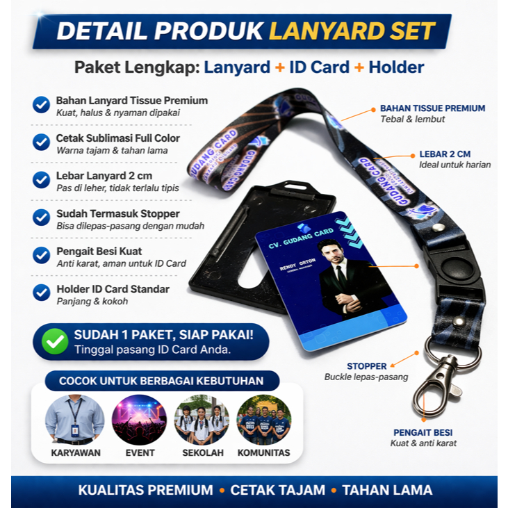 Jual PAKET LANYARD + CETAK ID CARD PVC + HOLDER / FRAME | TALI ID CARD ...