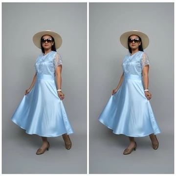 Dress Kombinasi Brukat Payung Satin Mewah XS 5XL