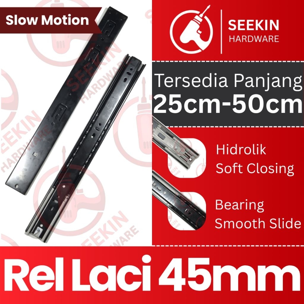 Jual 1 PASANG Rel Laci Slow Motion Soft Closing lebar 45 mm panjang 25 ...