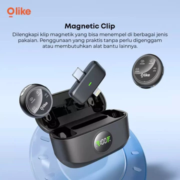 Olike Cm02 Microphone Clip Magnetic Wireless Dual Plug (Lightning Type C) Anc Microphone