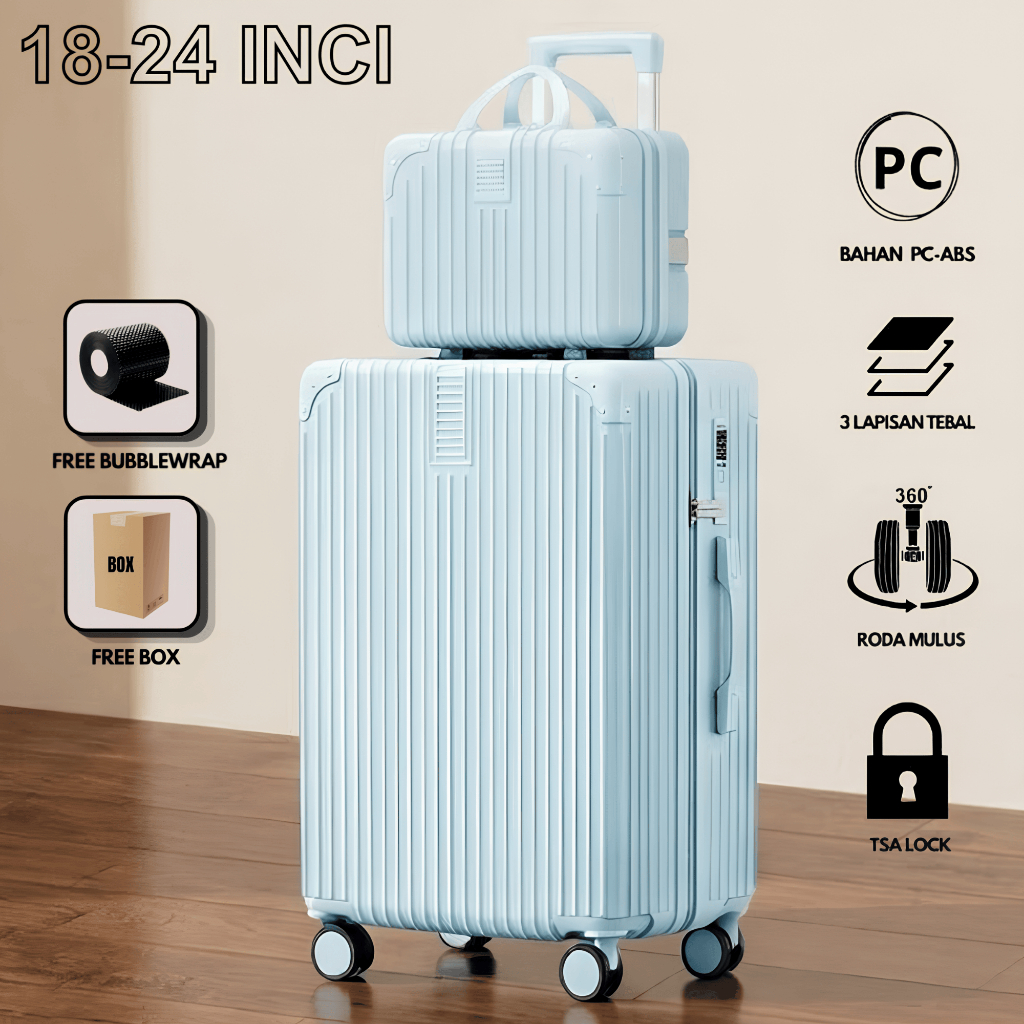 Jual Set Koper Kabin Bagasi 18/20/22/24+12 Inch Hardcase Bahan ABS+PC ...
