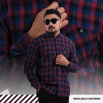 DGM Fashion Kemeja Pria Flanel Lengan Panjang Flannel 001 C
