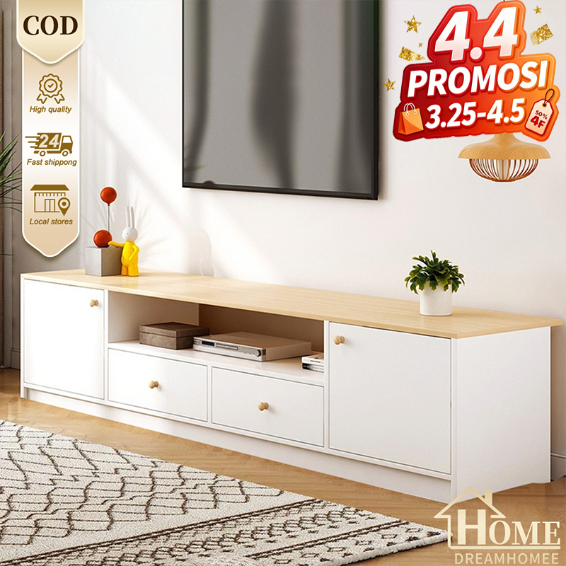 COD Meja TV Murah Serbaguna Kayu Minimalis 140cm Laci Lemari TV Kayu Rak TV Lemari Penyimpanan Dengan Pintu Buffet Meja TV Minimalis Rak TV Multifungsi Lemari Ruang Tamu