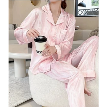 Piyama Satin Set Piyama Wanita Lengan Panjang Celana Panjang Pajamas Wanita Baju Tidur Wanita