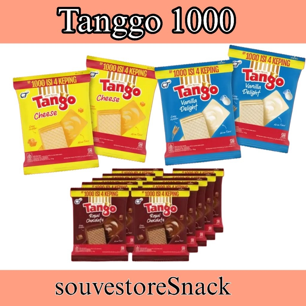 Jual Wafer Tanggo pack 1000 Wafer tango cokelat dan vanila dan keju ...