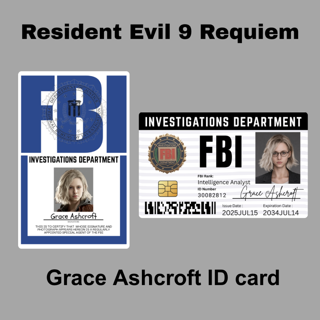 Jual Resident Evil 9 Requiem Grace Ashcroft ID Card FBI Badge | Shopee ...