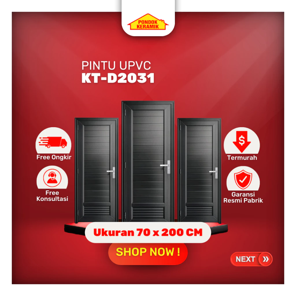 Pintu Kamar Mandi KIA UPVC 70x200 - Pintu Toilet Pintu WC Pintu UPVC Hitam Polos Anti Rayap Anti Air KT-D2031