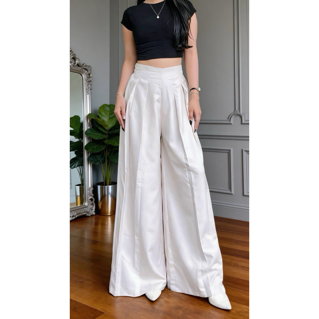 Laviie Pants Kulot Palazzo Highwaist Celana Panjang Wanita Kasual Nyaman Dipakai