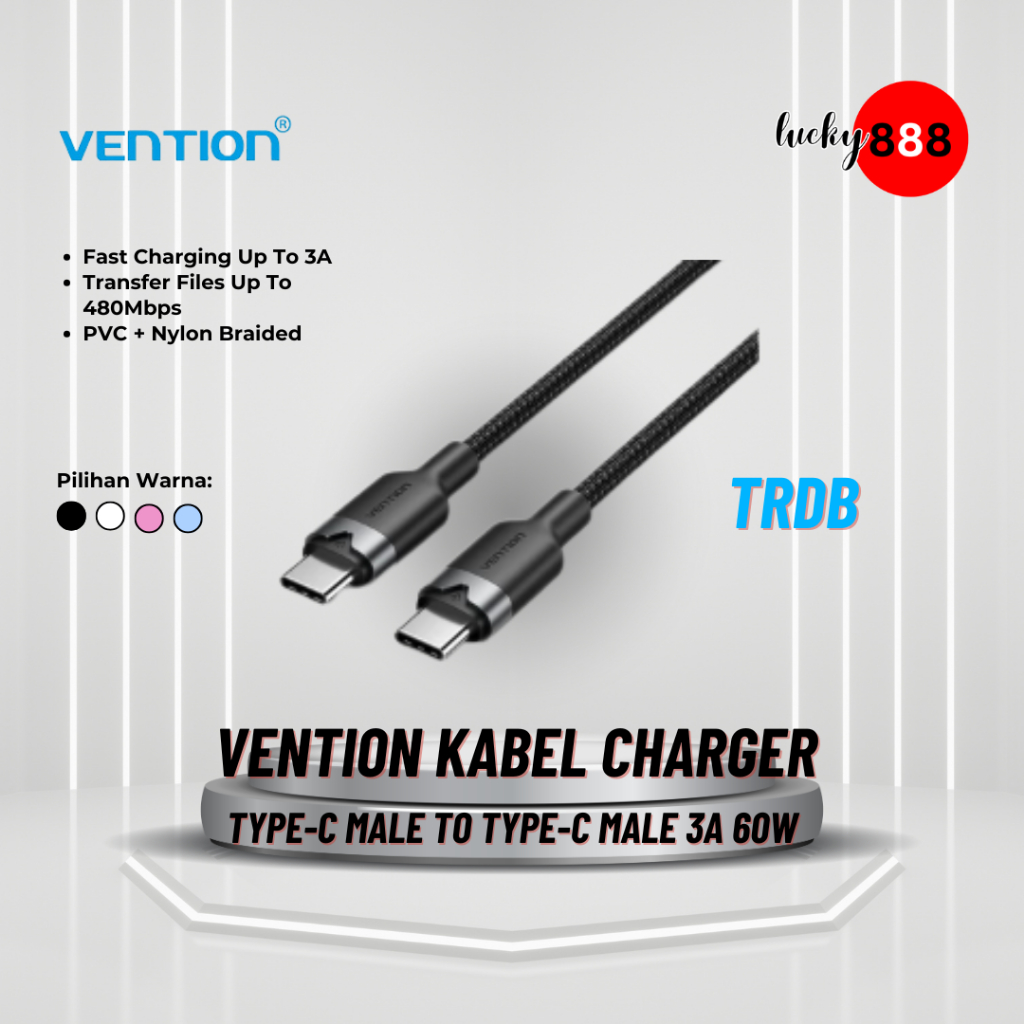 Jual Kabel Charger Vention Type C to Type C 60W PD Iphone 17 / Android ...