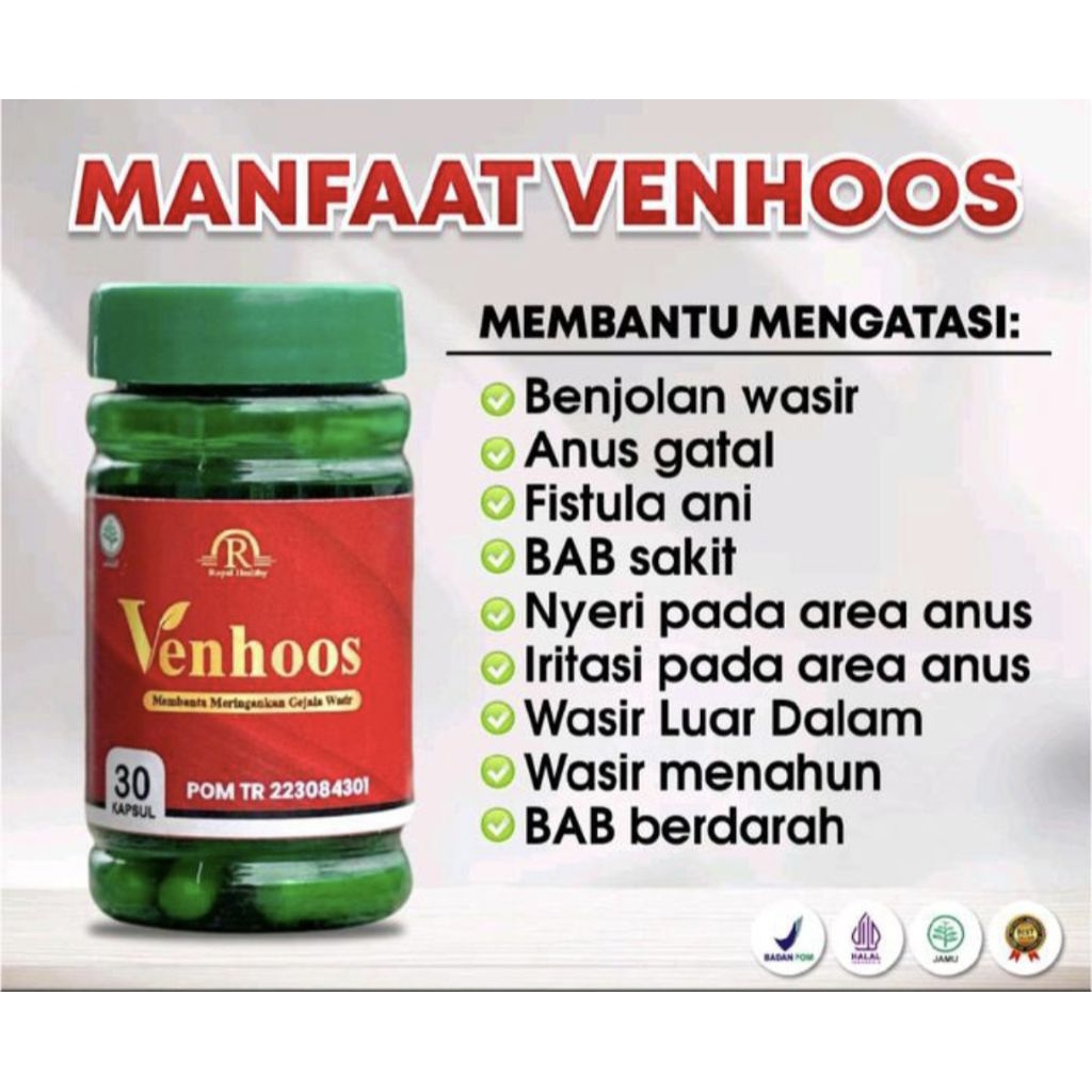 V.E.N.H-OOS - Original  Suplemen Herbal Bantu Mengobati Wasir&Benjolan Ambeien Resmi BPOM ( 30Kapsul)