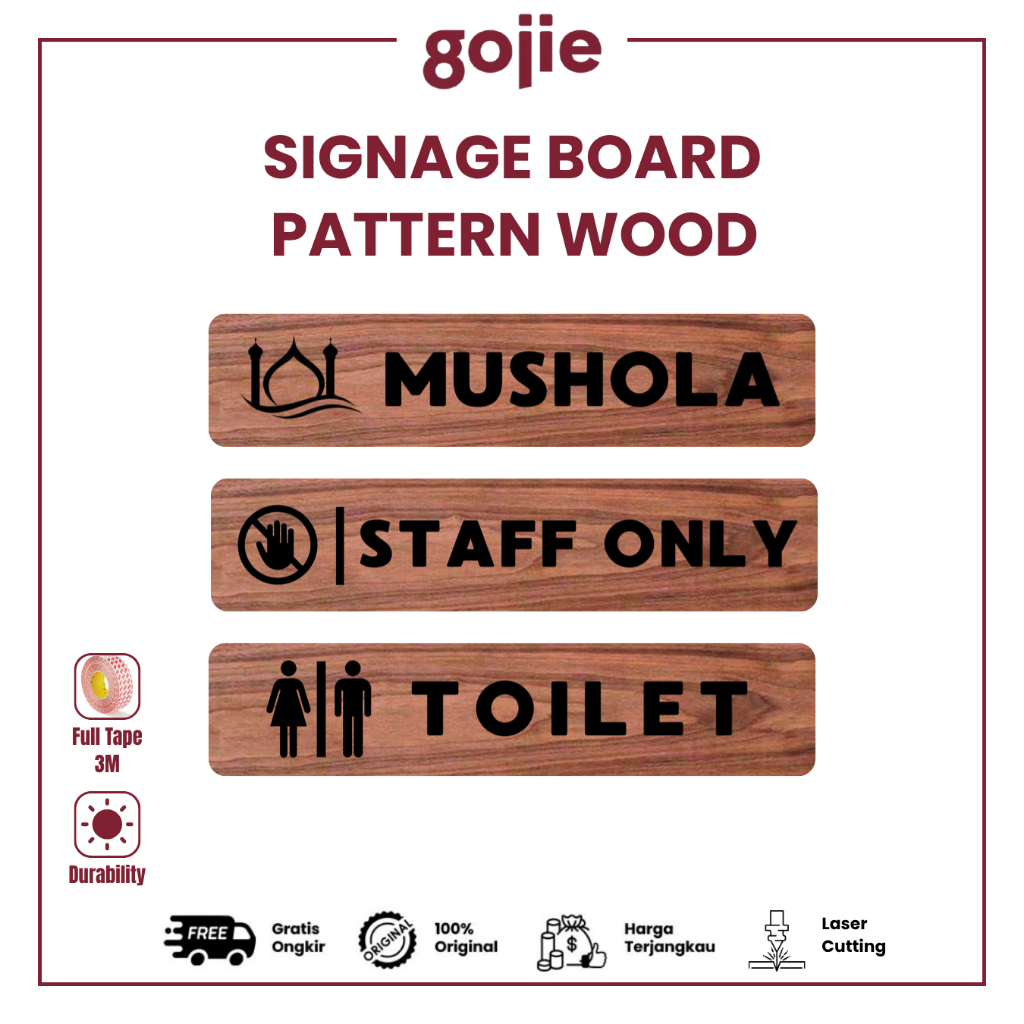 Jual [ CUSTOM ] Sign Board Penanda Ruangan HPL Motif Kayu - Signage ...