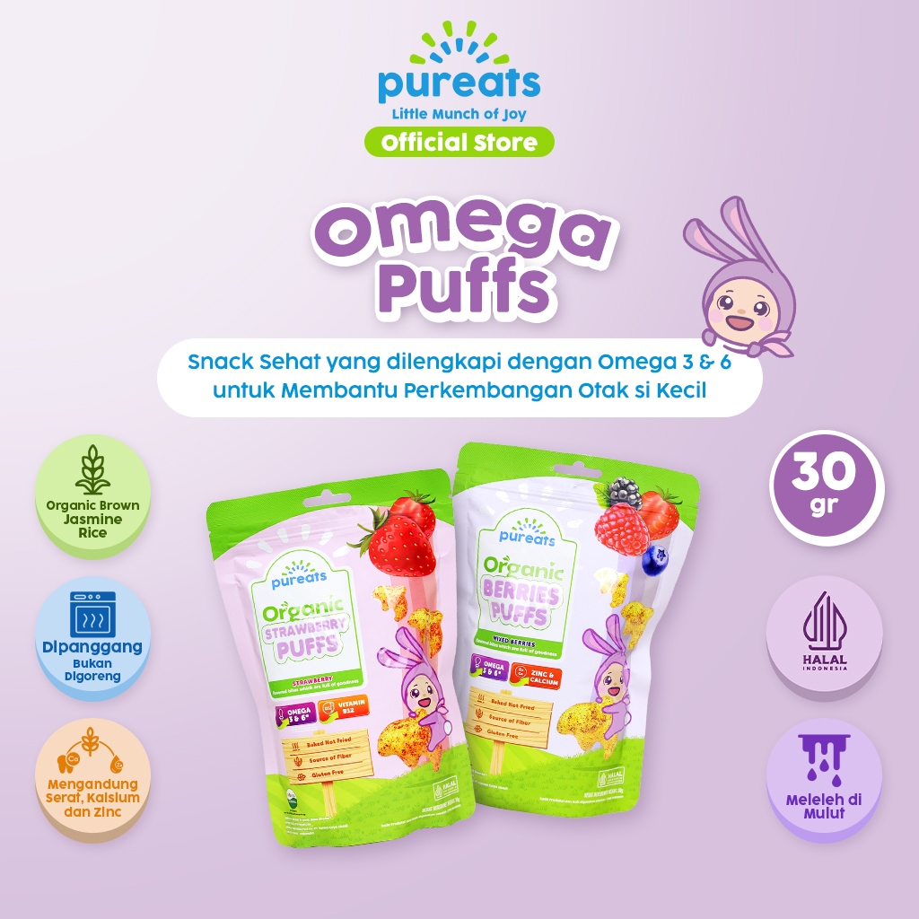 Jual Pureats Omega Puffs - Snack Makanan Bayi Rasa Buah Camilan Sehat ...