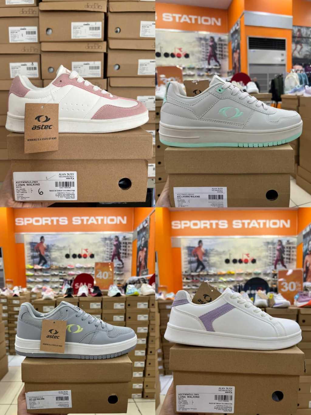 Jual Astec Walking Beige/Light Grey/White Women Shoes Original Casual ...