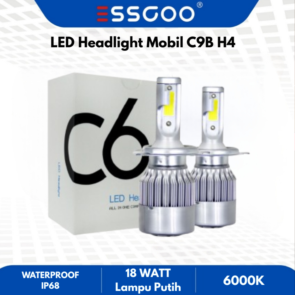 ESSGOO Lampu Depan LED C9B 80W H7 H4 Hi/Lo Headlight & Fog Lamp Mobil 12V 8000LM Super Bright