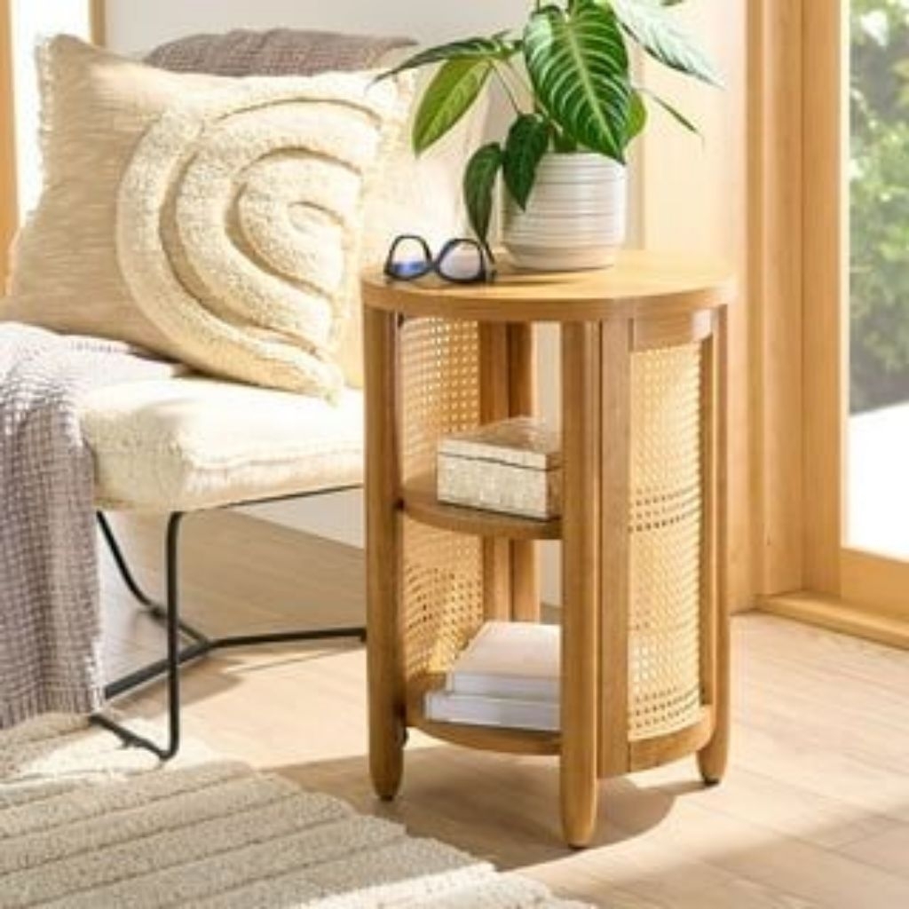 Jual kiyora furniture - side table minimalis dengan anyaman rotan l ...